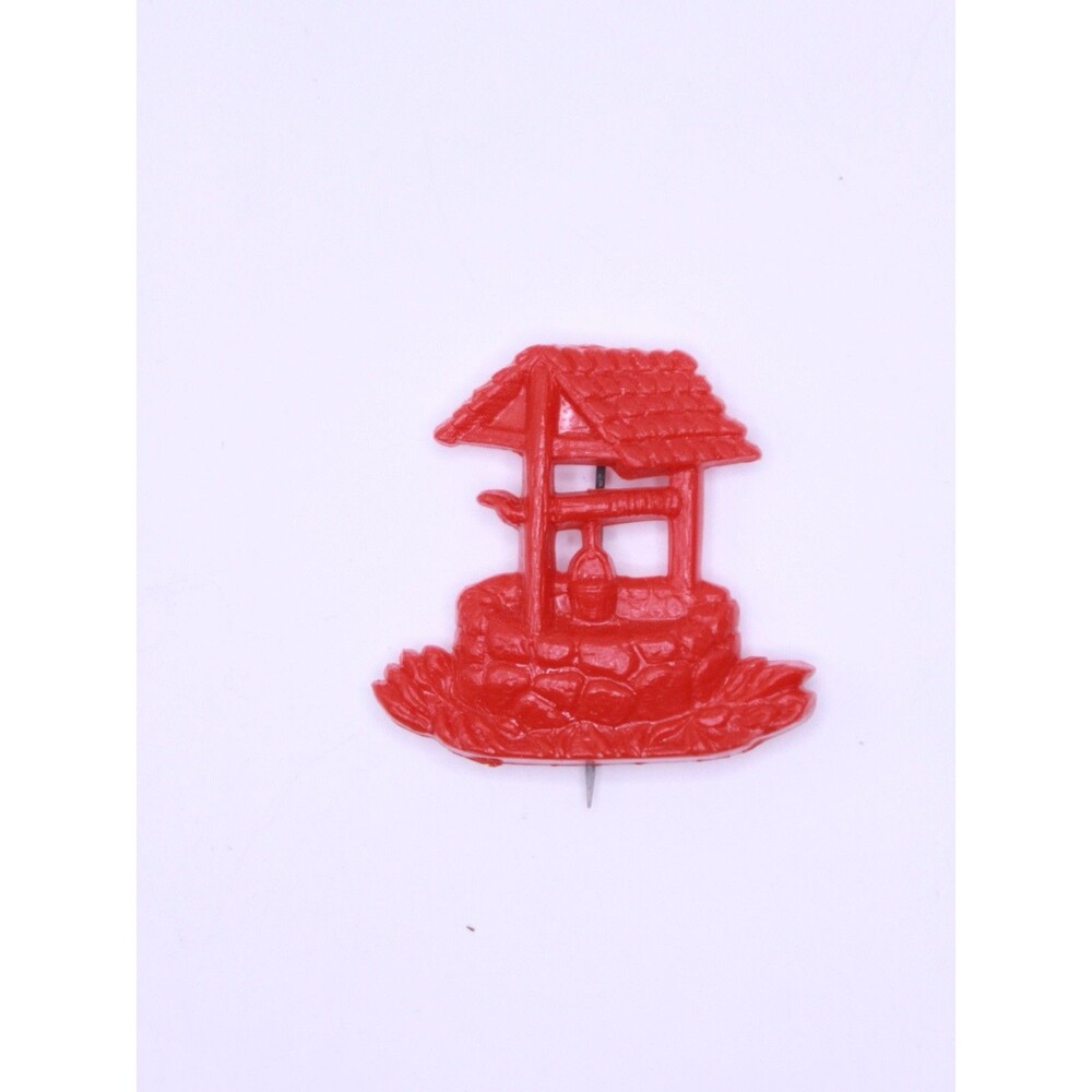 Vintage 1940S Red Wishing Well Pin Brooch
